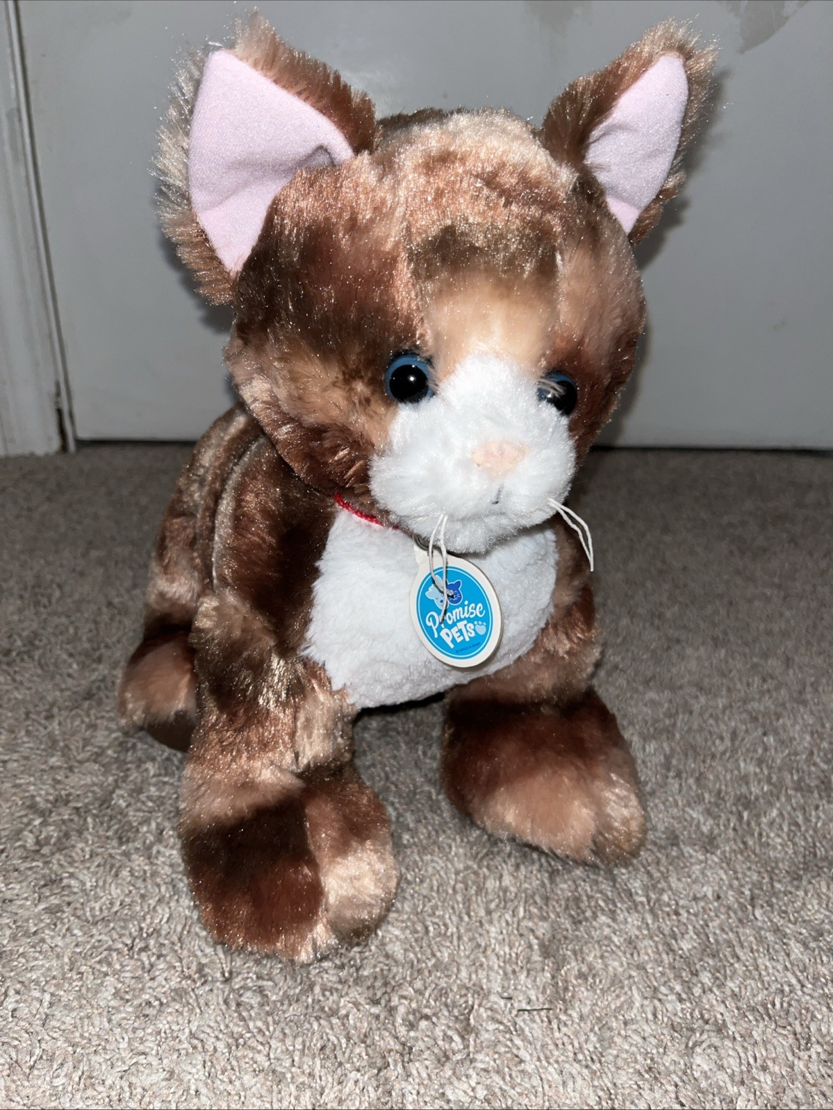 Build-A-Bear Workshop Promise Pets Plush Cat Red Collar Sound Button Works EUC