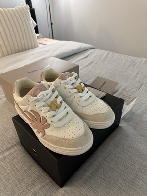 Palm Angels Palm Beach University Sneakers White Pink Logo Gold Charm EU 38
