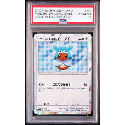 PSA 10 Poncho Wearing Eevee 143/SM-P Mega Promo 2017 Pokemon Card