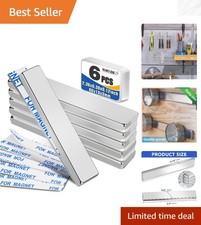 6-Pack Neodymium Magnets 2.36x0.39 inch - Extra Strong Adhesive  Rust-Resistant