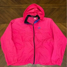 Vintage Nike Windbreaker Jacket Neon Pink Full Zip Hooded Mens Large Retro 90s