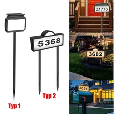 Solar LED Address Sign Light w/ Stake Lighted House Numbers for Home Street Yard