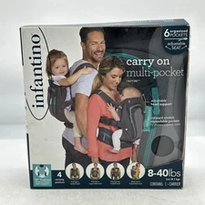 Infantino Carry on Multi-pocket Carrier Black Grey Teal 8-40 Lbs Support RP $45