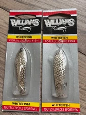 2 NOS Williams Whitefish Spoon 1/4oz. C50 Bump Silver 2 1/4" RARE Salmon Walleye