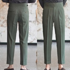 Men's Vintage Gurkha British Naples Pants High-Waisted Straight Casual Trousers
