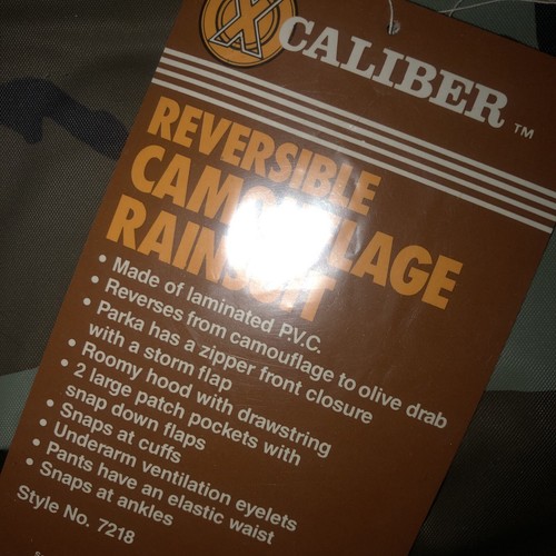 NEW Vintage Caliber Camouflage Reversible Hunting Rain Suit Men’s Large - Picture 5 of 5