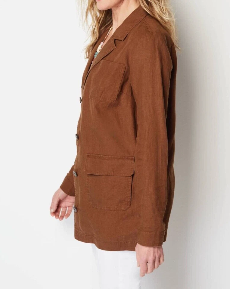 J.Jill ~ 4X ~ NEW Excellent Long Linen Blazer ~ Auburn ~ NWT - Image 2 of 4