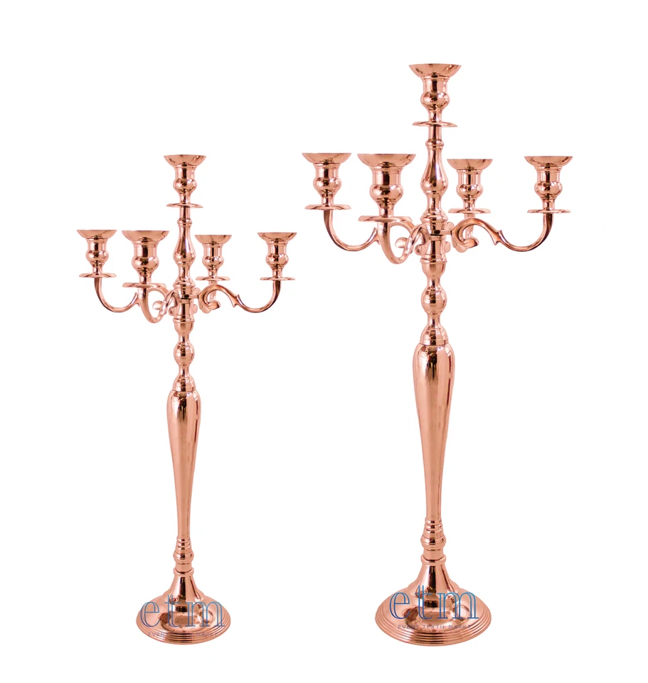 5-Arm Kerzenständer roségold 80cm 100cm Kerzenhalter 5-flammig Kerzenleuchter Ho