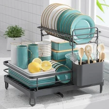 Dish Drying Rack - X-Large Stainless Steel for Kitchen Gray 