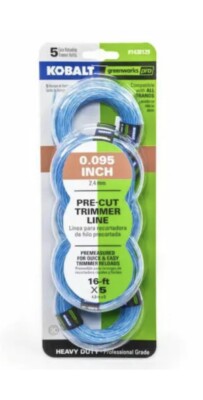 Kobalt / Greenworks Pro Trimmer Refills 1438129 Line 0.095'' 16ft x 5 Premeasured