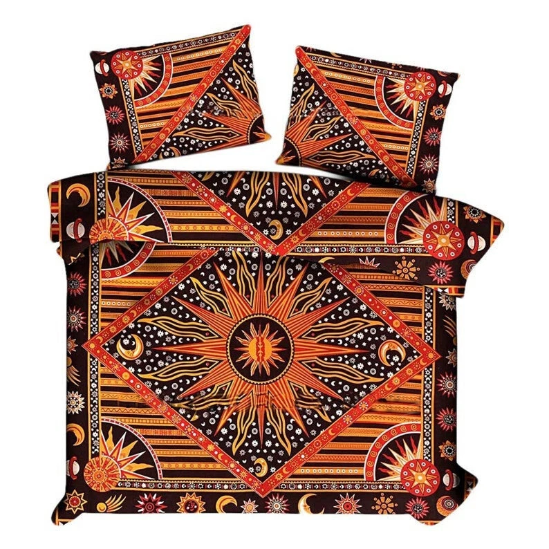 Bedding Set Queen Size Duvet Cover Mandala Hippie Gypsy Indian Quilt Cover Boho - Image 3 of 4