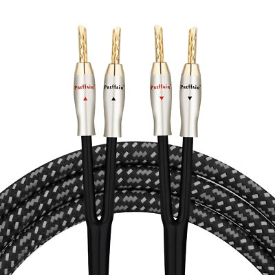 Preffair 14AWG Speaker Cable Wire, Nylon Braided Speaker , BFA Banana to Banana 