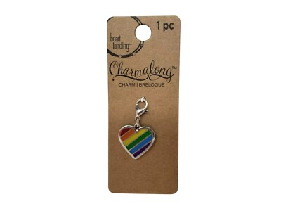 Bead Landing Charmalong Silvery Charm - New - Rainbow Heart