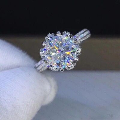 9mm 3.64TCW Round Moissanite Solitaire Engagement Ring In 14k White Gold Plated
