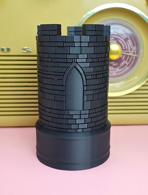 Große schwarz-weiße dekorative Turm Schachfigur | Riesen Schachdeko Ornament