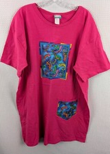 Sun TanGo Cotton Beach Shirt Dress Dark Pink w/Lizards One Size NWOT
