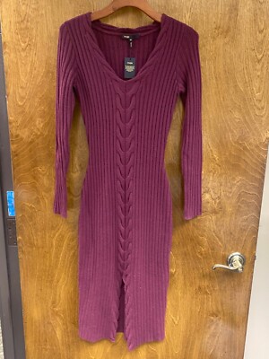 Women NWT "Maje" burgundy knit long sleeve pencil dress. Size 4. Eur 36 |  eBay