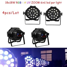 US Stock 4pcs 18x18W RGBWA UV 6in1 Zoom Led Par Lights 10-60 Degree For DJ Show