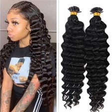 Deep Wave I Tip Human Hair Extension Pre Bonded Microlink Brazilian Hair 100Pcs
