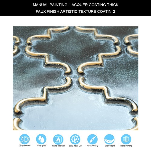 Artistic 3D ceiling tile Embossed wall panels for Saloon PLB28 Bluish gold 10pcs - Picture 4 of 18
