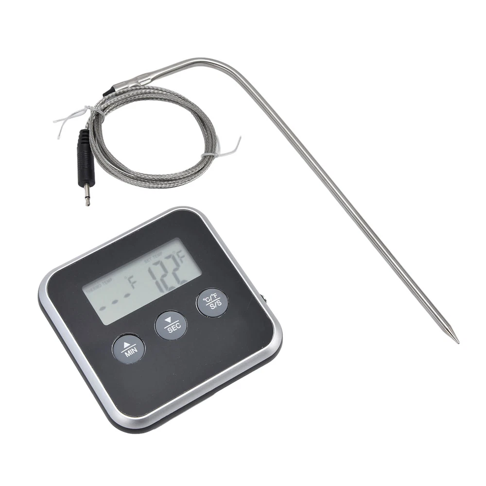 (Black)Meat Thermometer Smart 3 Buttons Digital LED Display Multifunctional O (Black)Meat Thermometer Smart 3 Buttons Digital LED Display Multifunctional O