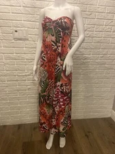 MSK Bandeau Maxi Dress Y2K Butterfly Animal Print Size 4 Colorful EUC