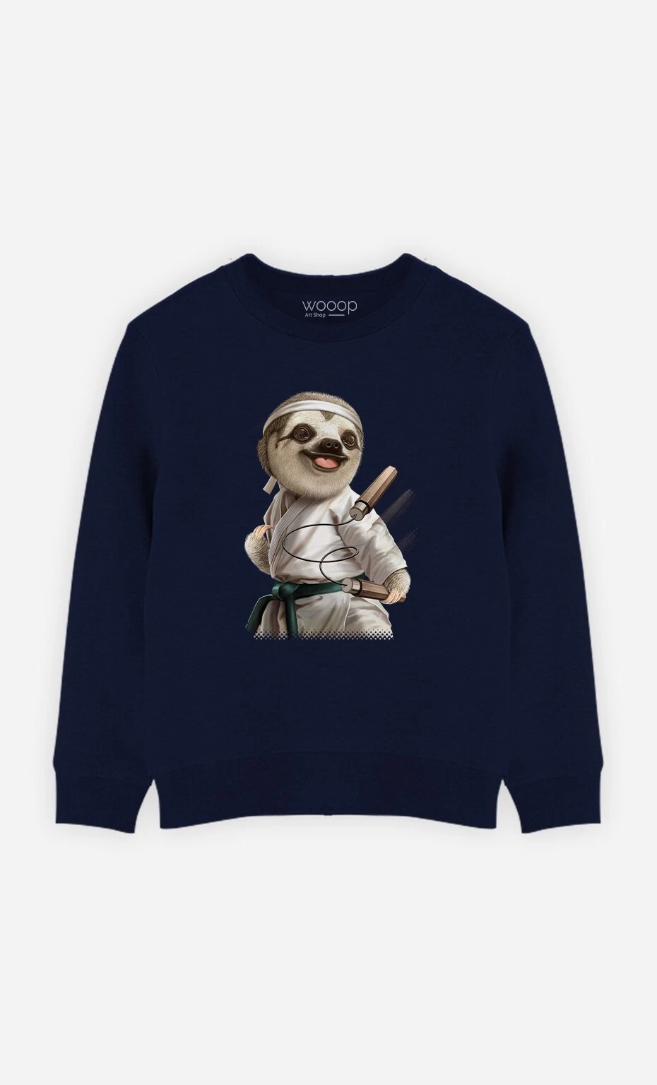 Children's Sweatshirt. Navy Blue. KARATE SLOTH