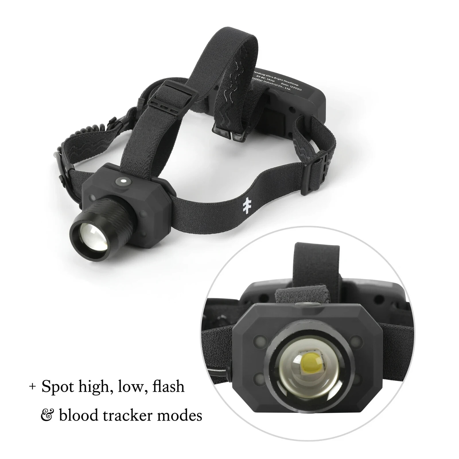 Swiss Tech Rechargeable 500 Lumens LED Headlamp, IPX4 Weatherproof, UV Blood Tra
