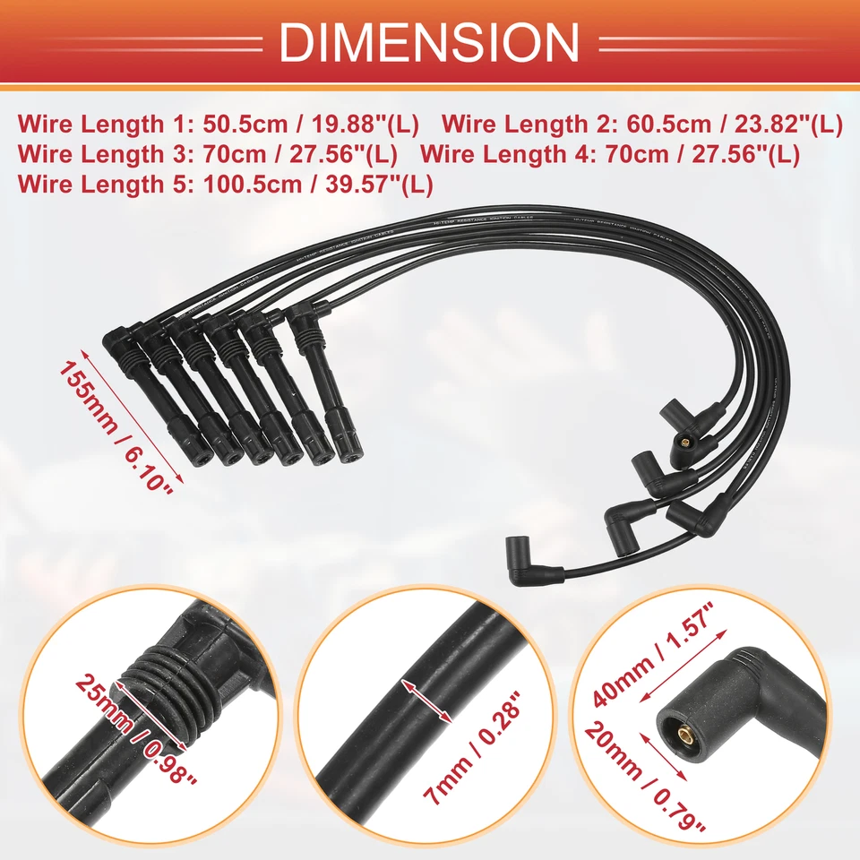 Cable de bobina de encendido de 6 piezas para bujía de coche n.º078905532B para Audi A4 A6 A8 Foto 3 de 4