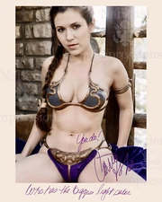 Who has the Biggest Light Saber" Signed Carrie Fisher Princes Leia  8x10 Reprint