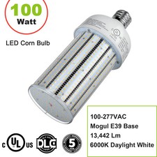 100W LED Corn Cob Light Replace 400W Metal Halide E39 Mogul Base 6000K Daylight