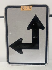 Authentic Traffic Road Street Highway Sign Arrow Straight Left 21" X 15"  8-28