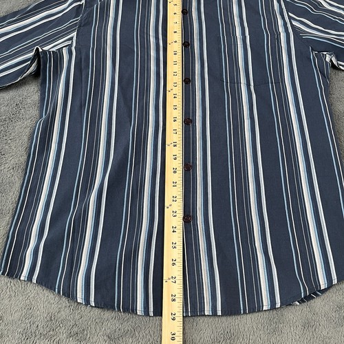 Anchor Mens Size Large Button Up Shirt Long Sleeve Blue & White Stripe Y2K - Picture 6 of 7