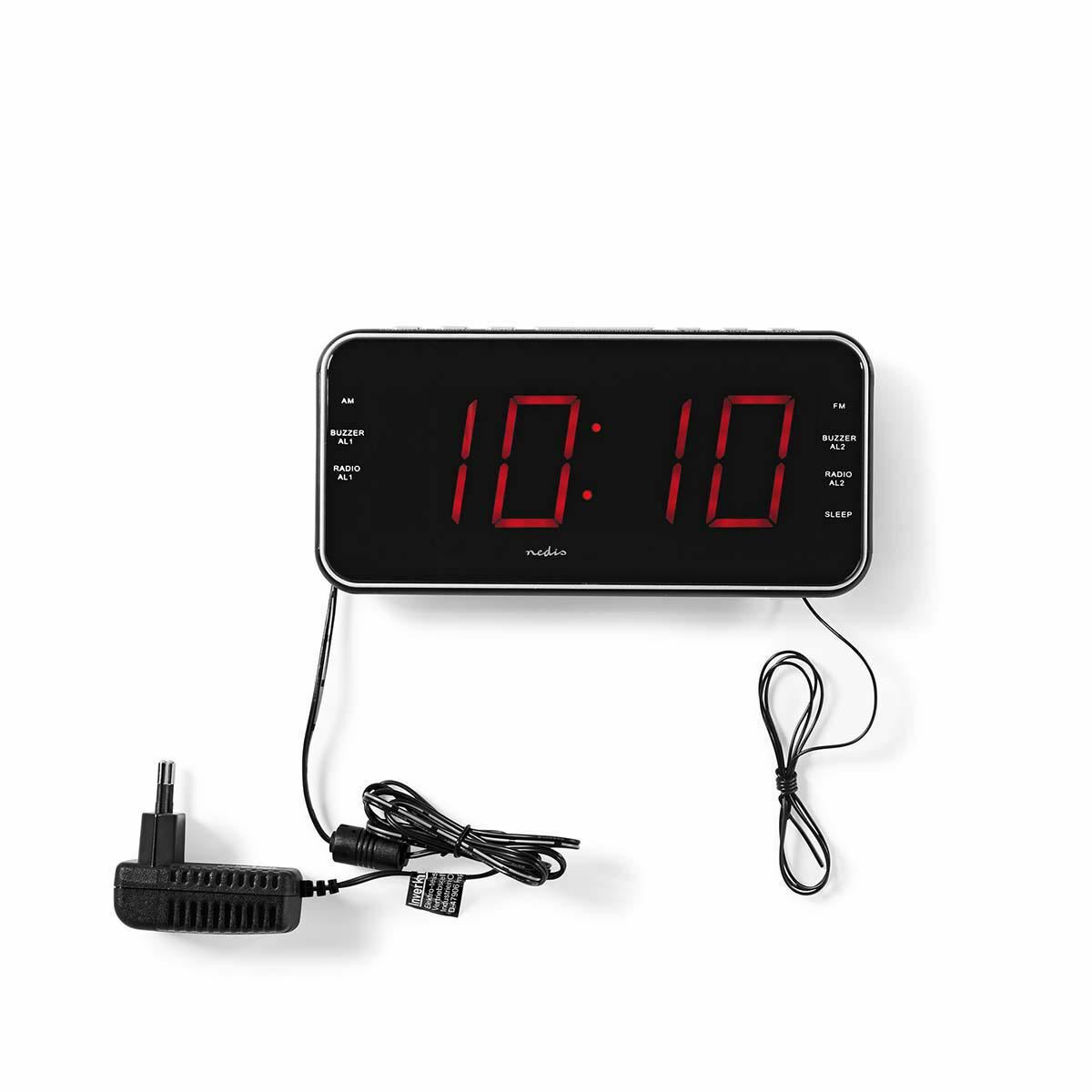 Nedis Digital Alarm Clock Radio 1.8"" LED FM 20 Presets Snooze
