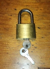 Vintage GUARD SECURITY Padlock Lock with 2 Keys Brass Body Stamped HARDENED - SH