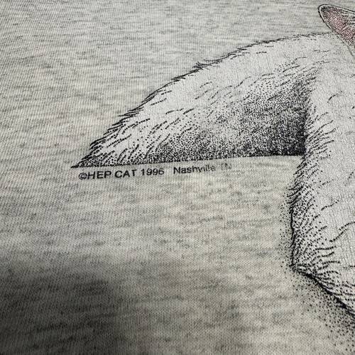 VINTAGE Hep Cat Funny T-Shirt Top Adult XL Extra Large Gray 1996 90s Crazy Cat - Picture 8 of 14
