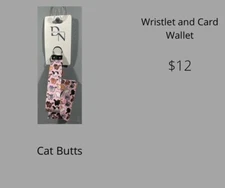 Women Card Bag Wristband Wallet Wrist Keychain Card Holder Coin Purse cat butt