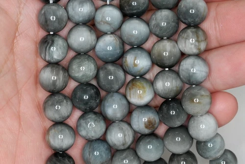 PIEDRA PRECIOSA OJO DE GATO CRISOBERILO CLARO 12 MM GRADO A CUENTAS SUELTAS REDONDAS 7 pulgadas - Imagen 2 de 4