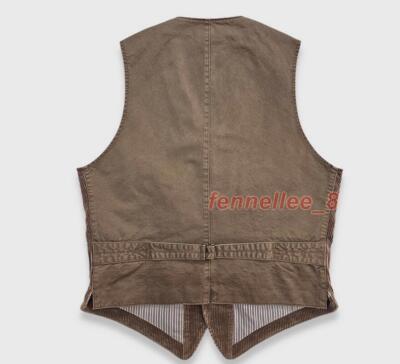 Corduroy Vest Men's Work Vest Vintage Casual Coat Slim Waistcoat