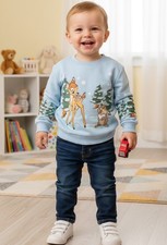 Bambi Toddler Graphic Crewneck Sweatshirt Pullover Long Sleeve Light Blue 3t,18m