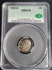 1952-D Uncirculated ROOSEVELT SILVER DIME CAC Graded MS 65 FB Toned Free Shippin