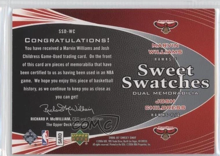 2006 Sweet Shot Swatches Memorabilia /199 Marvin Williams Josh Childress #SSD-WC - Image 2 of 2