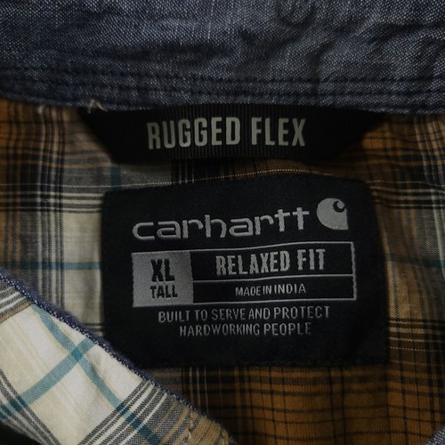 Camisa Carhartt Para Hombres XL Alta Marrón A Cuadros Resistente Flex Calce Relajado Manga Larga A Presión - Imagen 4 de 12