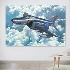 F-4E Phantom II Fighter Jet Poster Canvas Print Painting Bomber Military Flag