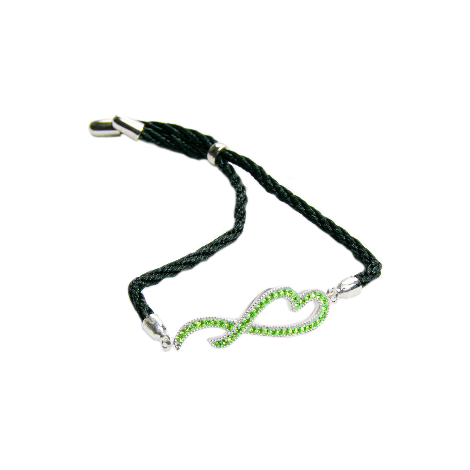 Браслет-слайдер в виде сердца из зеленого перидота с надписью August Birthstone 2990₽