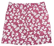Ann Taylor Pink White Floral 19  Skirt Mini Cotton Stretch Size 14
