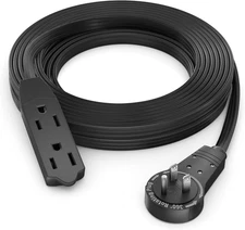 Cable 15 Ft 360° Rotating Flat Plug Extension Cord/Wire, 16 AWG Multi 3 Outlet E