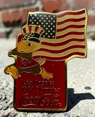 Vintage 1984 LA Olympics Coca-Cola USA Flag Hat Lapel Pin