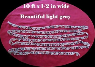 Vintage lot(2) tatting beautifull gray color old trim lace edging craft sew
