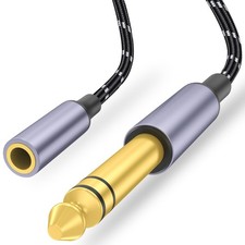 3.5mm to 1/4 Headphone Adapter Cable, TRS 6.35mm Male 1 foot, BLACK